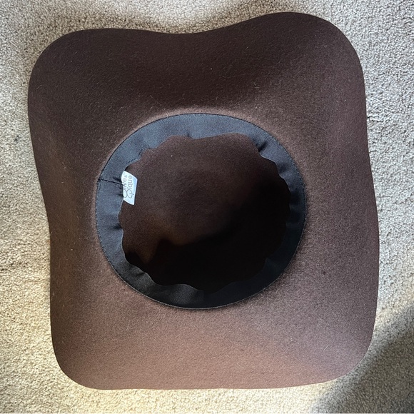 Olive & Pique Chocolate Brown Wool Felt Floppy Hat | Women’s | Feather Band - Picture 4 of 6